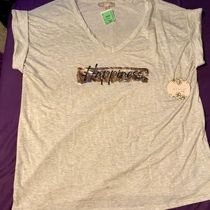 “Happiness” Misia Soft Gray Curvy Blouse